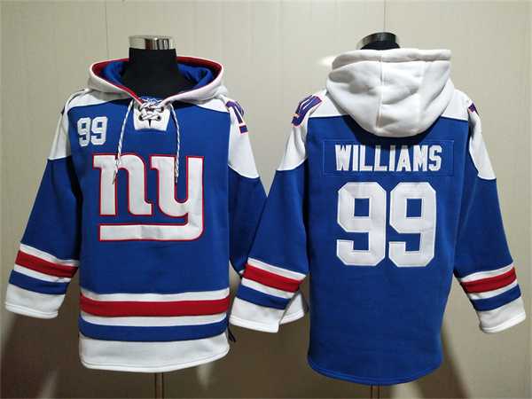 Men's New York Giants #99 Leonard Williams Blue Lace-Up Pullover Hoodie,We sell and wholesale Men's New York Giants #99 Leonard Williams Blue Lace-Up Pullover Hoodie on line form chian!
